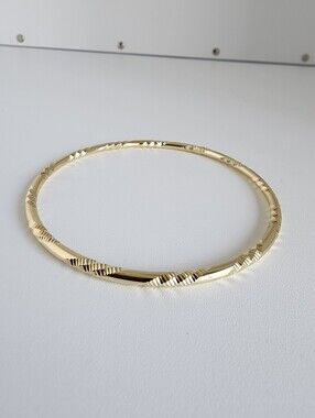 Gold Plated Textured Bangle Bracelet 65mm Stackable Minimalist Jewelry